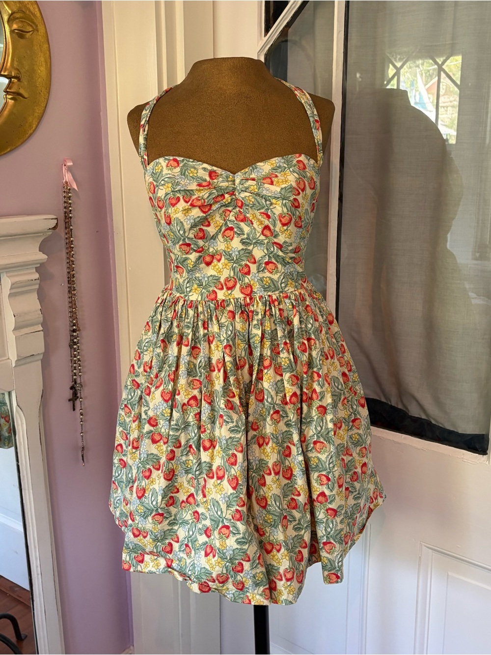 Hearts and Found Strawberry Print Halter Dress - Picture 4 of 7